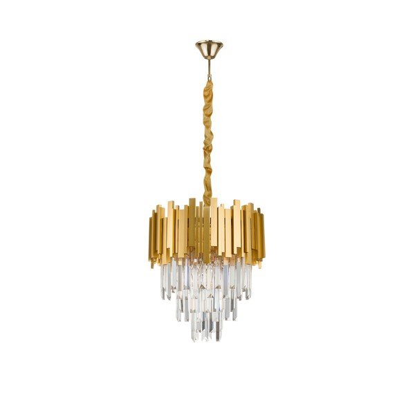 Aranyszínű fém függőlámpa kristály búrával ø 40 cm Grane – Nova Luce