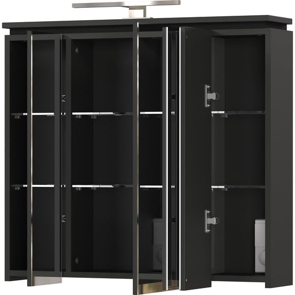 Antracitszürke tükrös fürdőszoba szekrény világítással  76x74 cm Modesto – Germania-image-2