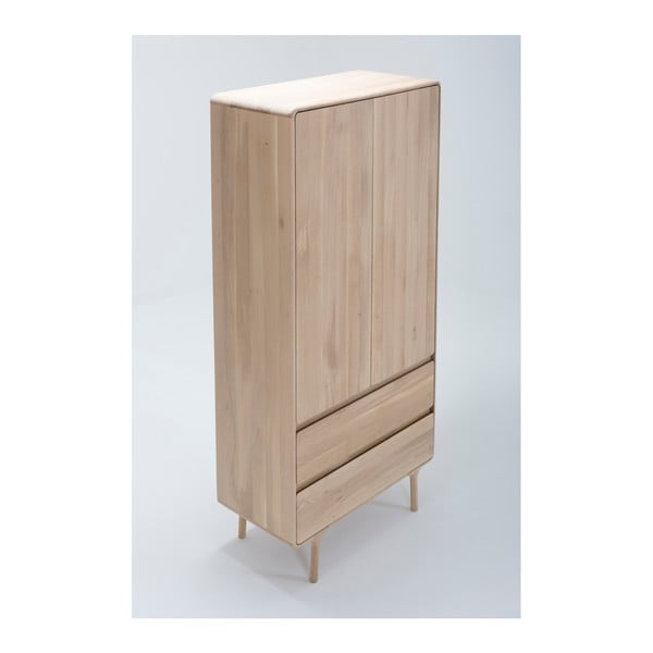 Fawn tömör tölgyfa ruhásszekrény 2 fiókkal - Gazzda-image-4