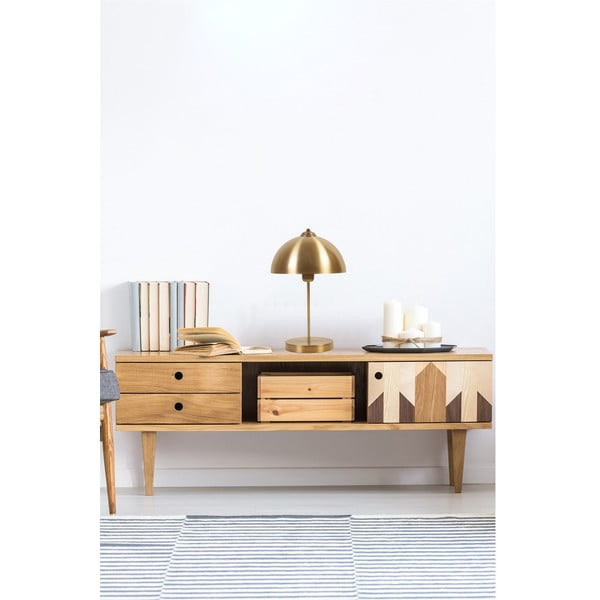 Aranyszínű asztali lámpa fém búrával (magasság 40 cm) Lungo – Opviq lights-image-2