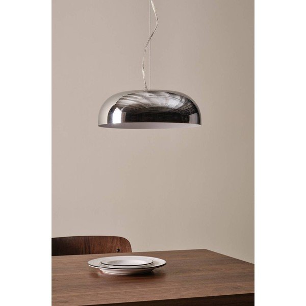 Fényes ezüstszínű acél függőlámpa ø 35 cm Ragge – Jotex-image-2