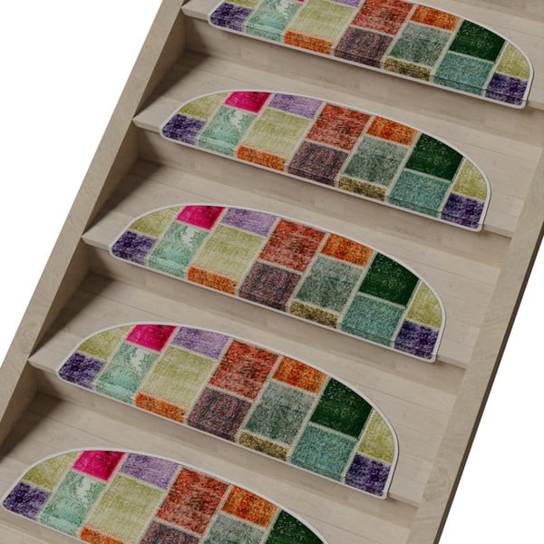 Lépcsőszőnyeg szett 16 db-os 20x65 cm Patchwork – Vitaus-image-1