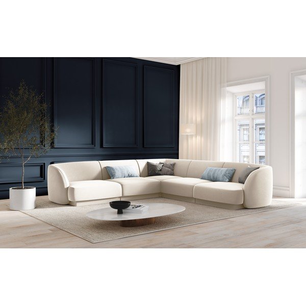 Bézs bársony sarokkanapé Miley - Micadoni Home-image-1