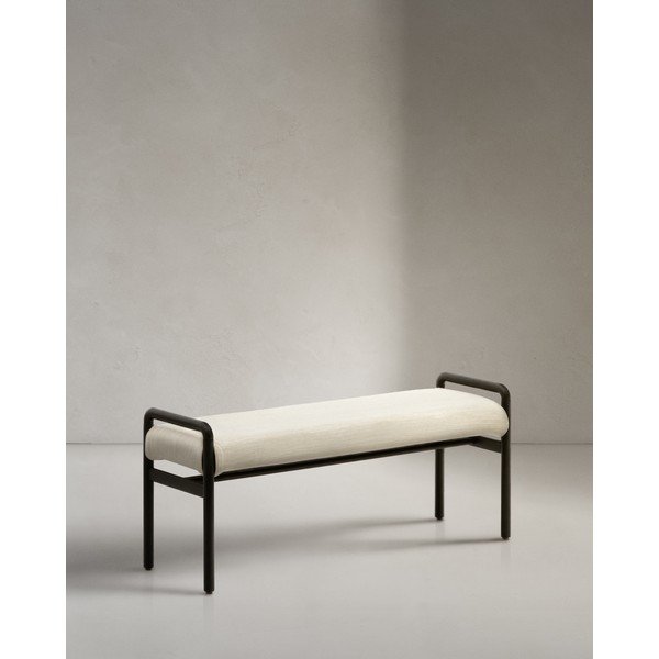 Fekete-krémszínű zsenília pad Macaret – Kave Home-image-3