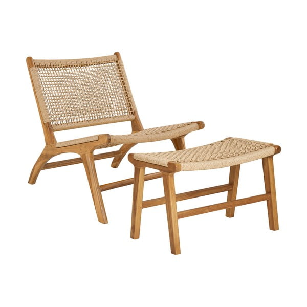 Natúr színű szőtt fotel lábtartóval Derby – House Nordic