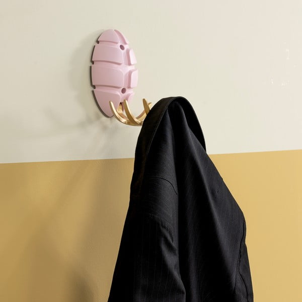 Világos rózsaszín-aranyszínű fali műanyag akasztó Bug – Spinder Design-image-1