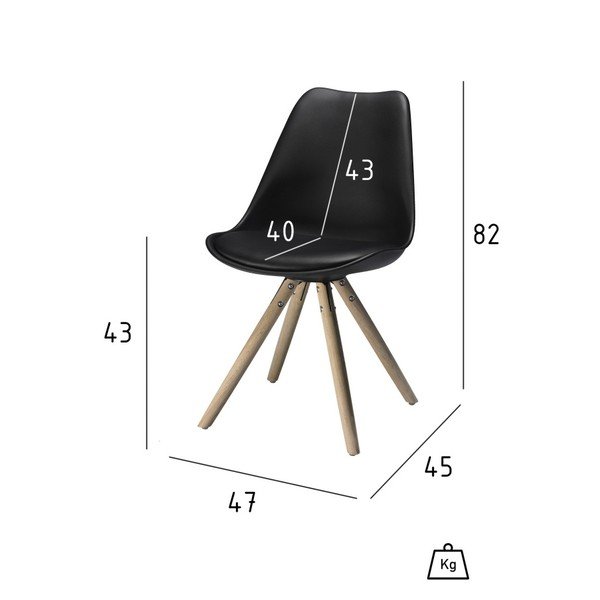 Mille fekete étkezőszék készlet, 2 részes - Furnhouse-image-1