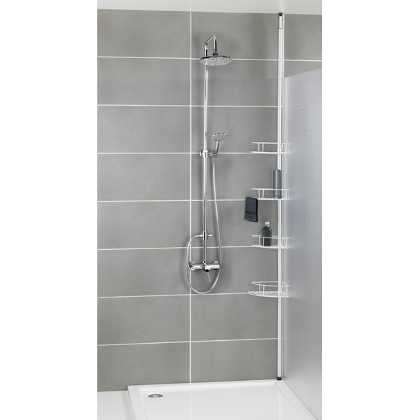 Fehér teleszkópos rozsdamentes acél fürdőszobai sarokpolc Dolcedo – Wenko-image-1