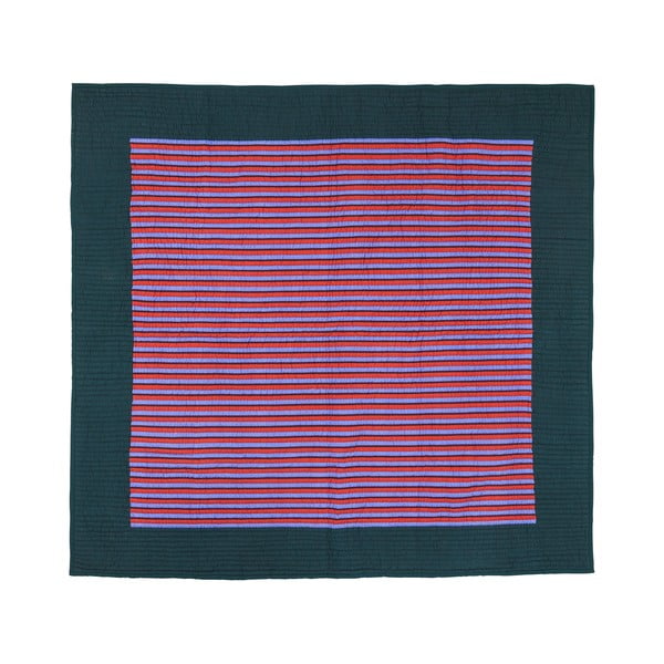 Zöld-lila pamut ágytakaró franciaágyra 260x260 cm Twist - Hübsch