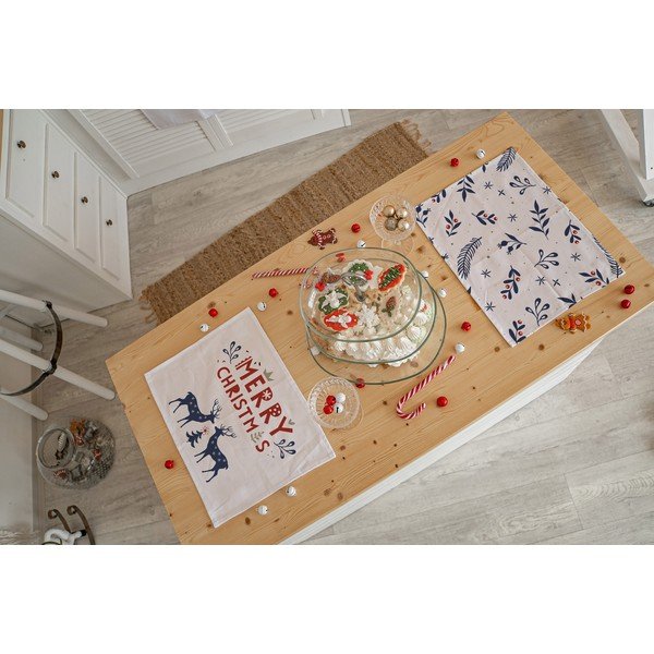 Karácsonyi szövet tányéralátét szett 2 db-os 45x35 cm Merry Blue Christmas - Butter Kings-image-1