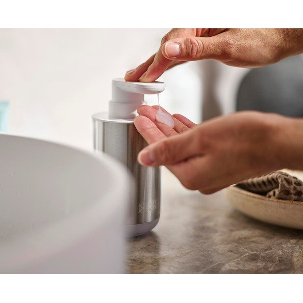 Ezüstszínű rozsdamentes acél szappanadagoló 300 ml Duo Steel – Joseph Joseph-image-2