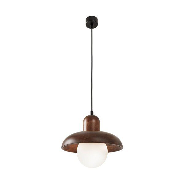 Barna függőlámpa fa búrával ø 25 cm Elsa – Opviq lights