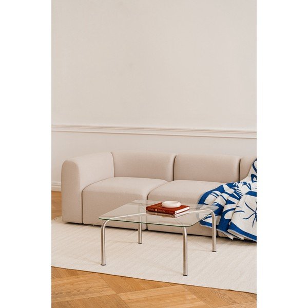 Ezüstszínű dohányzóasztal üveg asztallappal 60x80 cm Uku – noo.ma-image-1