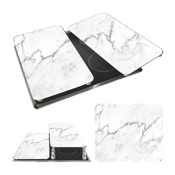Edzett üveg tűzhely fedőlap szett 2 db-os 30x52 cm Marble – Wenko-image-3