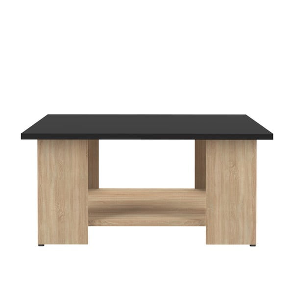 Dohányzóasztal tölgyfa dekorral, fekete asztallappal 67x67 cm Square - TemaHome 