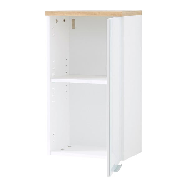Fehér-natúr színű fali fürdőszoba szekrény tölgyfa dekorral 39x69 cm Pescara – Germania-image-2