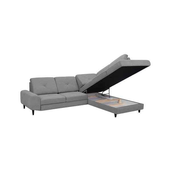 Beta világosszürke jobb oldali kinyitható sarokkanapé, tárolóhellyel - Windsor & Co Sofas-image-4