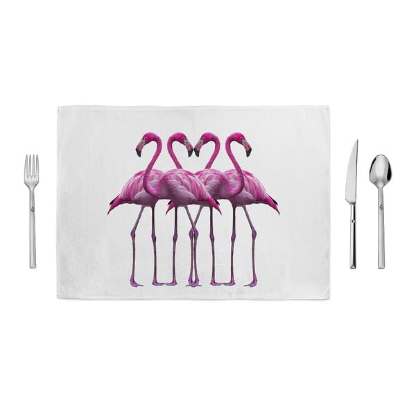 Flamingo Friends rózsaszín-fehér tányéralátét, 35 x 49 cm - Home de Bleu