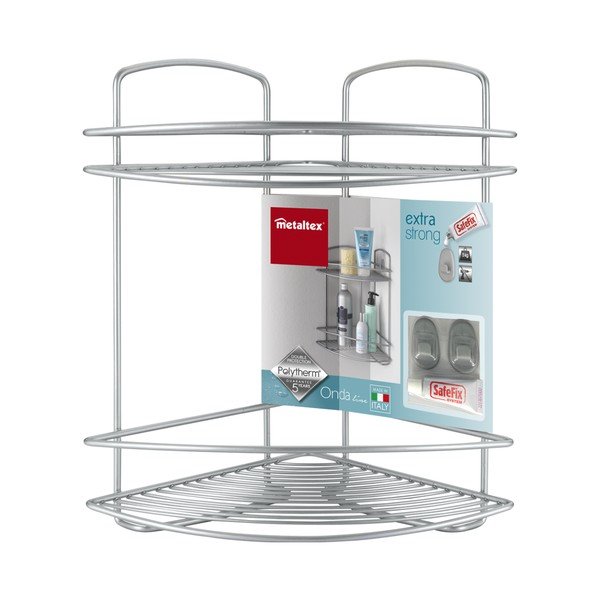 Onda Corner kétszintes fürdőszobai sarokpolc - Metaltex-image-1