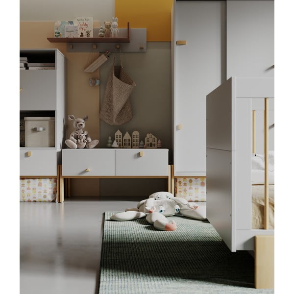 Világosszürke alacsony gyerek komód 100x25 cm Cube - Pinio-image-1