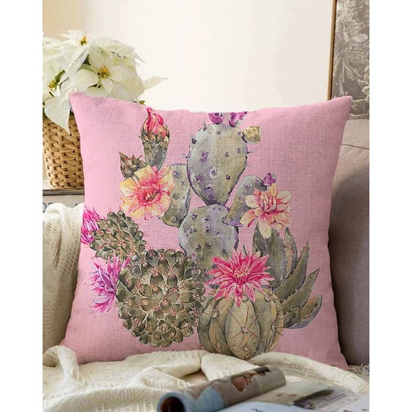 Blooming Cacti rózsaszín pamut keverék párnahuzat, 55 x 55 cm - Minimalist Cushion Covers