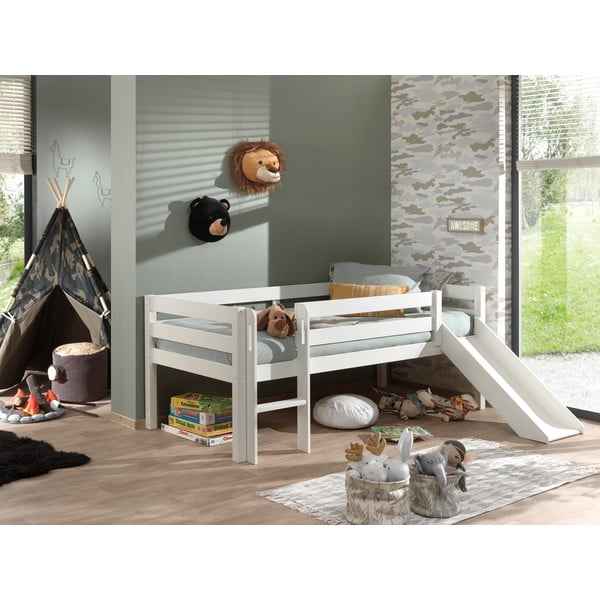 Pino fehér magasított gyerekágy csúszdával, 90 x 200 cm - Vipack-image-1