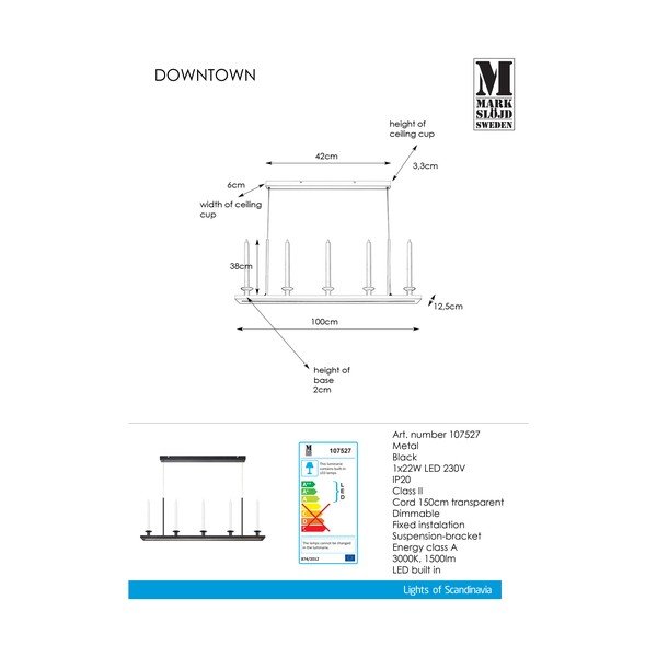 Downtown fekete függőlámpa - Markslöjd-image-2
