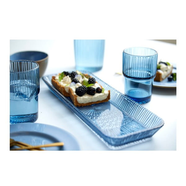Kék üveg szervírozó tányér 14x38 cm Kusintha – Bitz-image-1