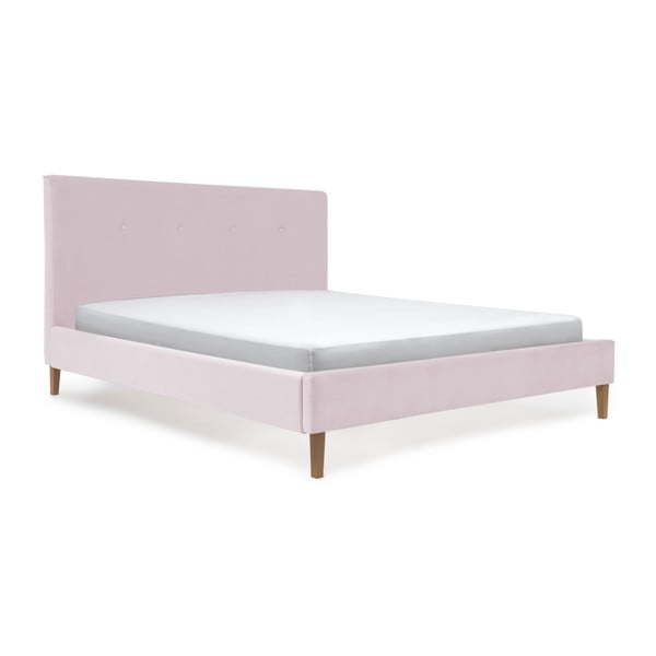 Kent rózsaszín ágy természetes lábakkal, 140 x 200 cm - Vivonita