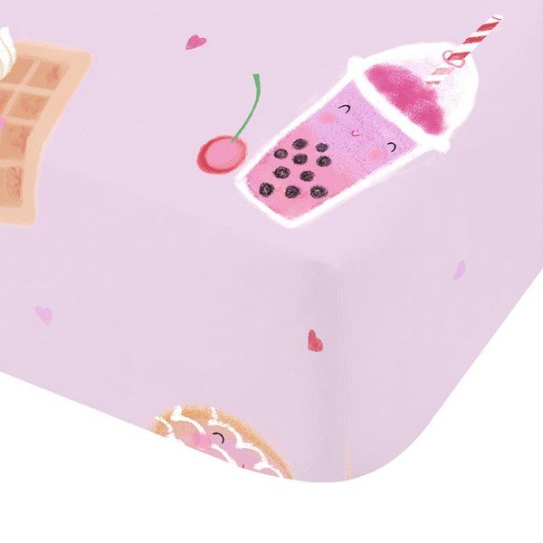 Rózsaszín gumis egyszemélyes gyerek lepedő 90x190 cm Sweet Treats – Catherine Lansfield
