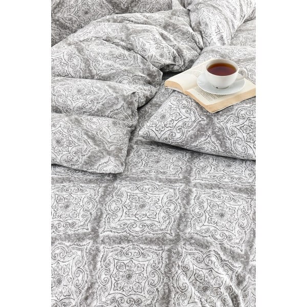 Szürke négyrészes  kétszemélyes hosszabbított ágyneműhuzat lepedővel 200x220 cm Geometric – Mila Home-image-2