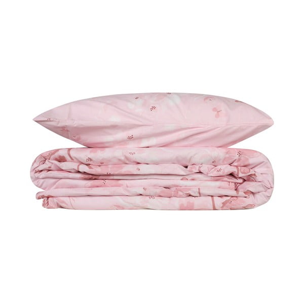 Rózsaszín egyszemélyes renforcé pamut ágyneműhuzat 140x200 cm Elena – Mijolnir