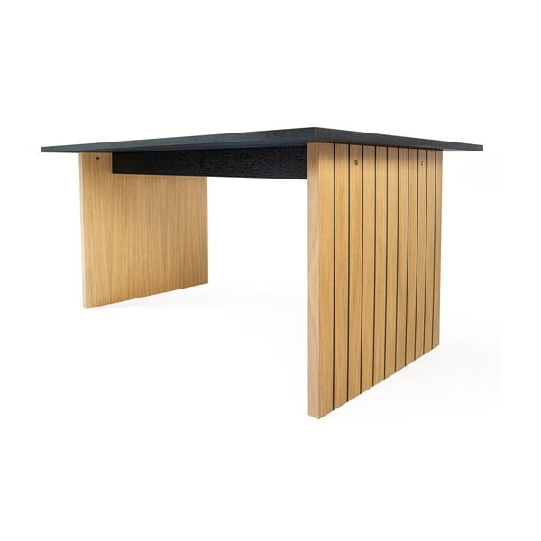Étkezőasztal tölgyfa dekoros asztallappal 90x160 cm Stripe – Woodman