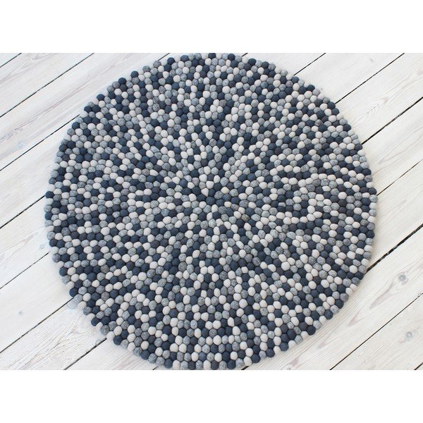 Ball Rugs sötétszürke gyapjú golyószőnyeg, ⌀ 140 cm - Wooldot-image-1