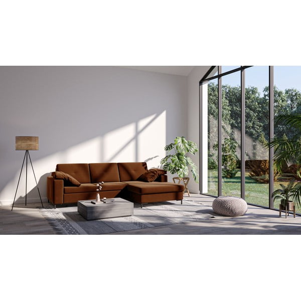 Moor sötét narancssárga bársony sarokkanapé, jobb oldali - Ghado-image-3