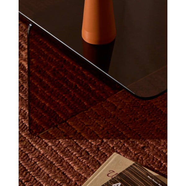 Barna üveg dohányzóasztal 60x120 cm Zaren – Kave Home-image-2