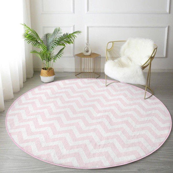 Világos rózsaszín mosható-robotporszívóval tisztítható kerek szőnyeg ø 120 cm Comfort – Mila Home-image-4