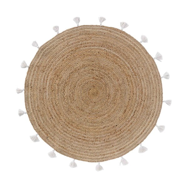 Fehér-natúr színű kerek szőnyeg ø 120 cm Shira – douceur d'intérieur