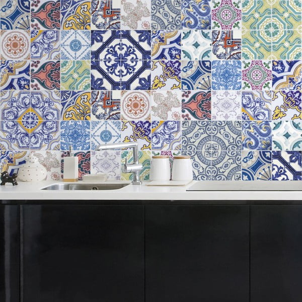 Wall Decals Tiles Stylish Multi Originals 60 db-os falmatrica szett, 15 x 15 cm - Ambiance