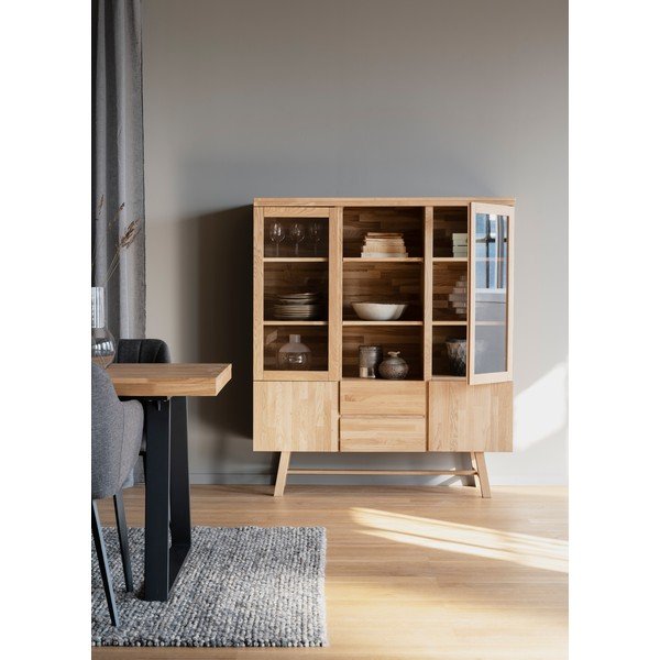 Natúr színű tölgyfa tálalószekrény 130x150 cm Brooklyn - Rowico-image-4