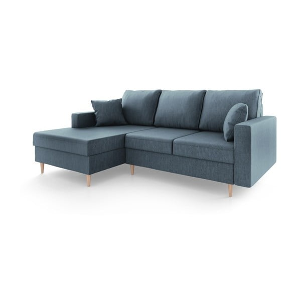 Aubrieta kék kinyitható kanapé tárolóhellyel, bal oldali kivitel - Mazzini Sofas