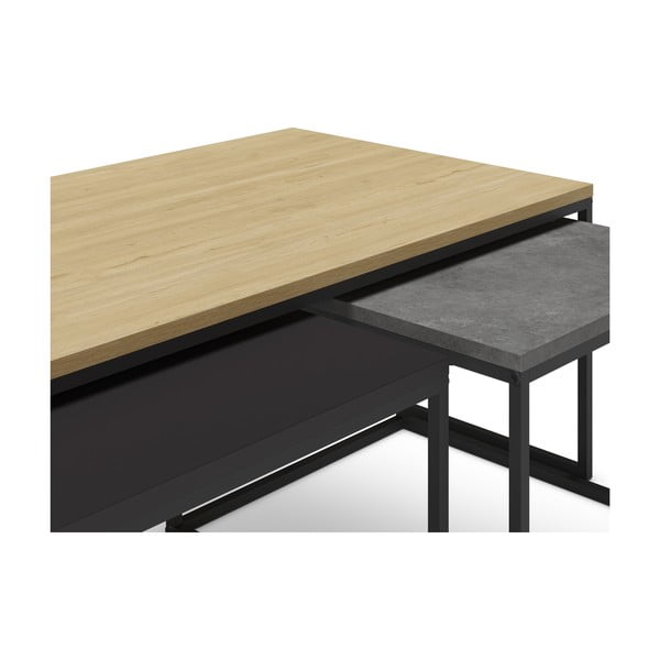 Szürke-natúr színű dohányzóasztal szett 3 db-os 60x110 cm Camelia – Marckeric-image-4