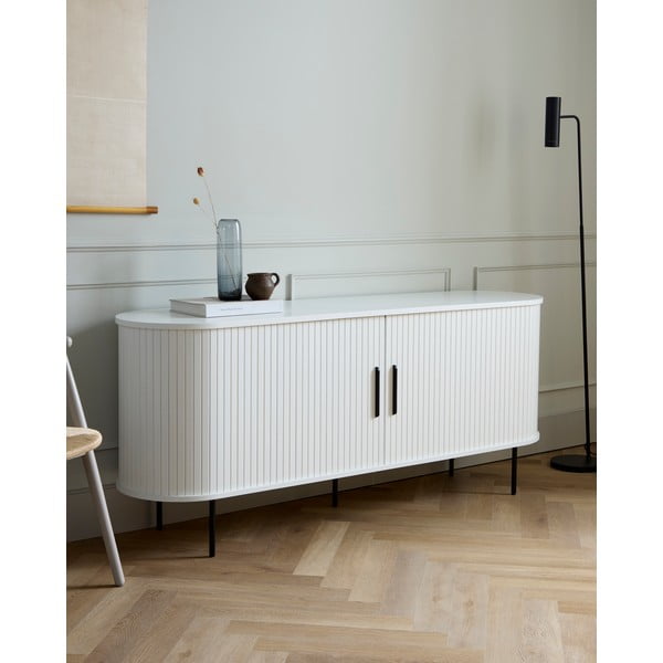 Fehér komód tolóajtóval 180x76x45 cm Nola – Unique Furniture-image-1