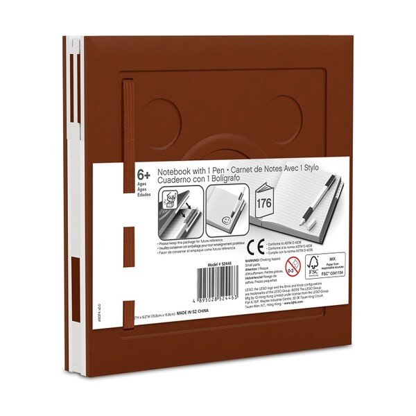 Barna négyszögletes jegyzetfüzet zselés tollal, 15,9 x 15,9 cm - LEGO®-image-2