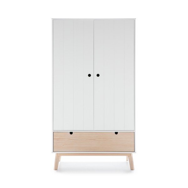 Kiara fehér gyerek ruhásszekrény borovi fenyő lábakkal - Marckeric-image-2