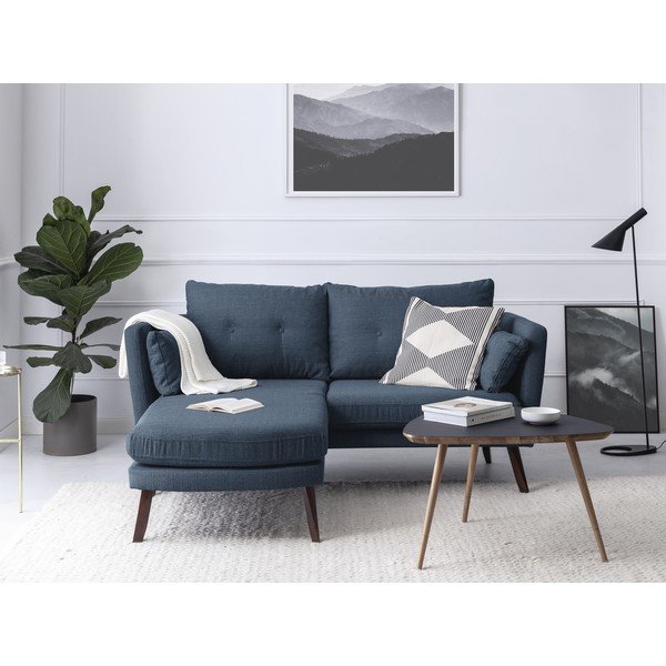 Elena kék háromszemélyes kanapé, fekvőfotellel a bal oldalon - Mazzini Sofas-image-1