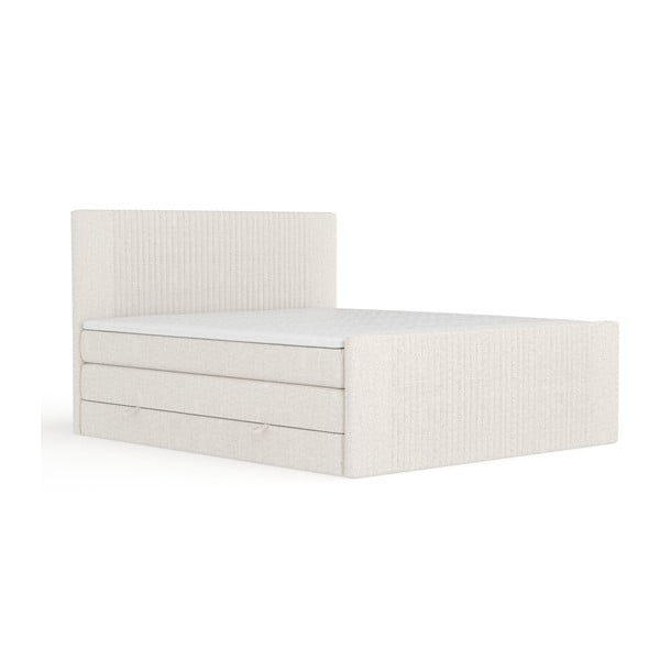 Bézs ágyneműtartós boxspring ágy 160x200 cm Bergamo – Maison de Rêve