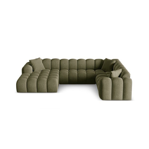 Zöld zsenília sarokkanapé (jobb oldali-U alakú) Treno – Cosmopolitan Design