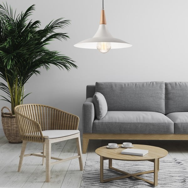 Fehér függőlámpa fém búrával ø 30 cm Ufo – LAMKUR-image-1