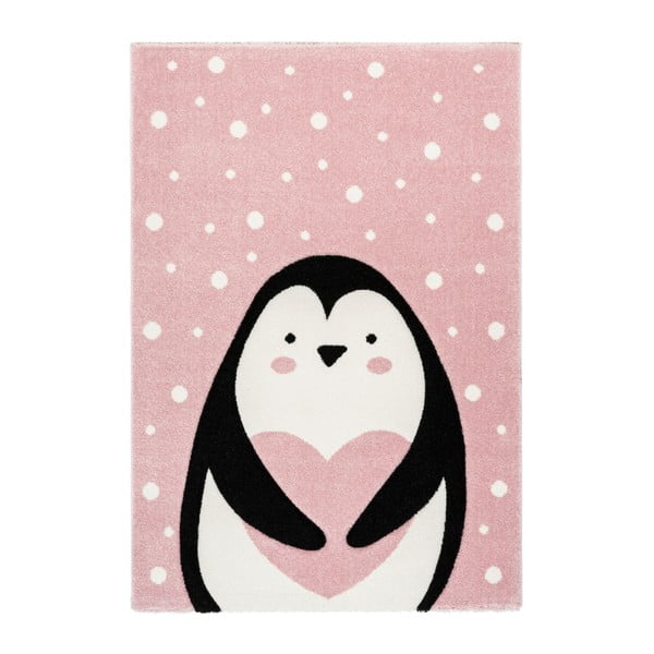 Pingvin rózsaszín gyerekszőnyeg, 80 x 150 cm - Kayoom